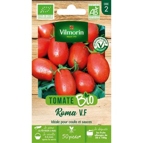 Sachet de graines tomate allongée roma vf bio