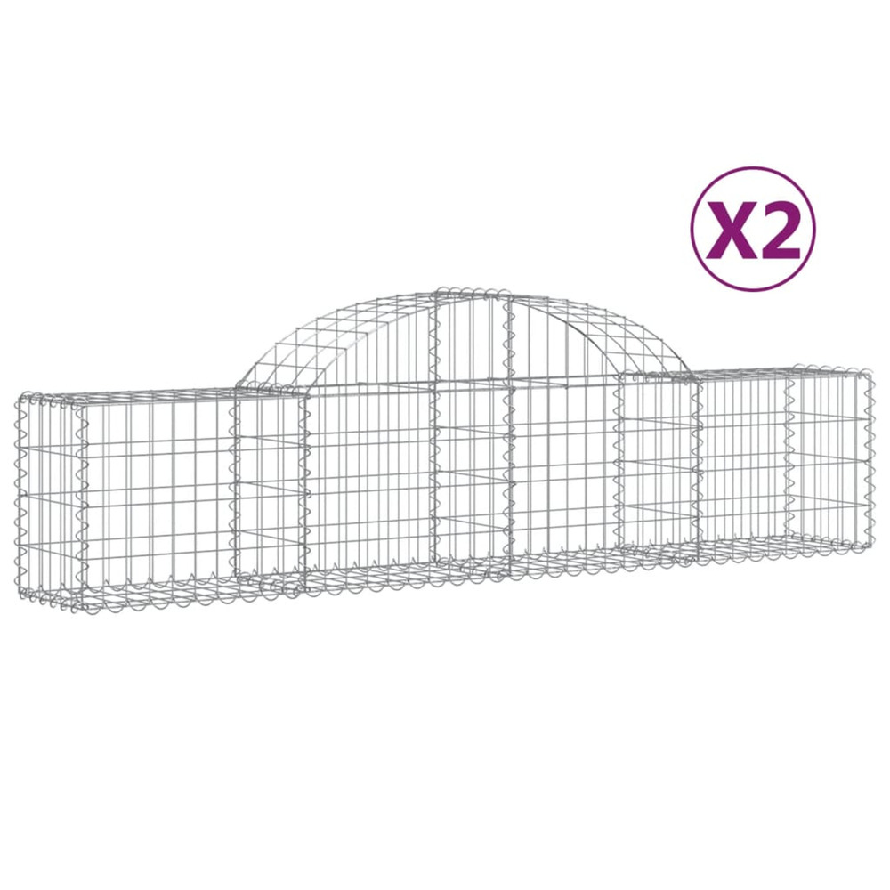 Paniers à gabions arqués 2 pcs 200x30x40/60 cm fer galvanisé