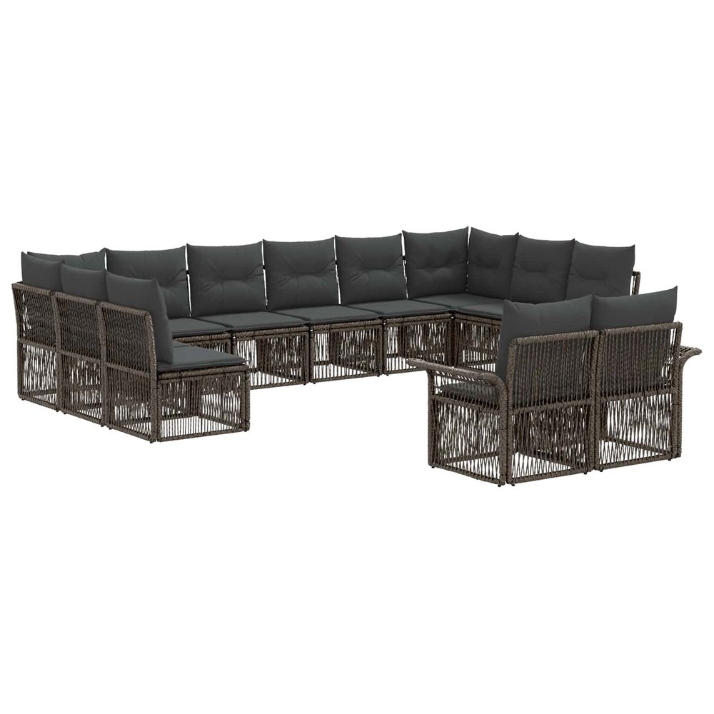 Ensemble de canapé de jardin 12 pc gris polyrotin