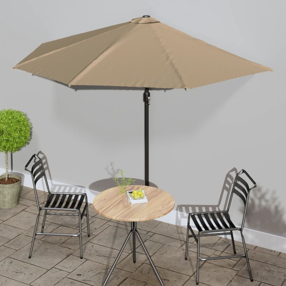 Parasol de balcon avec mât en aluminium taupe 300x155 cm demi