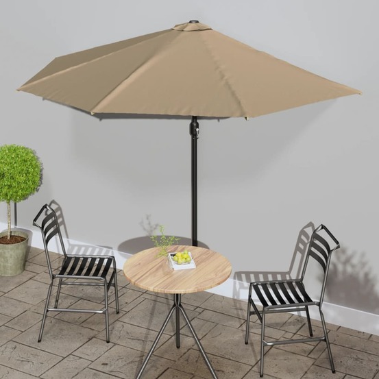 Parasol de balcon avec mât en aluminium taupe 300x155 cm demi