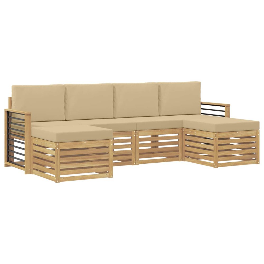 Ensemble de canapés d'extérieur 6 pc blanc et beige polyester