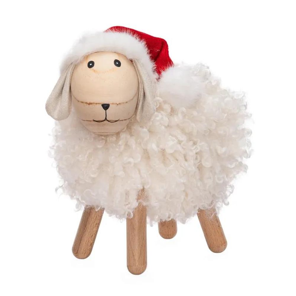 Mouton décoratif lumineux bois h25cm 37 microled blanc chaud & rgb à piles - lotti