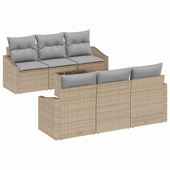 Ensemble de canapés avec coussin 7 pcs beige et gris polyrotin