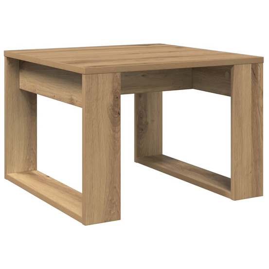 Table d'appoint chêne artisanal 50x50x35 cm bois d'ingénierie