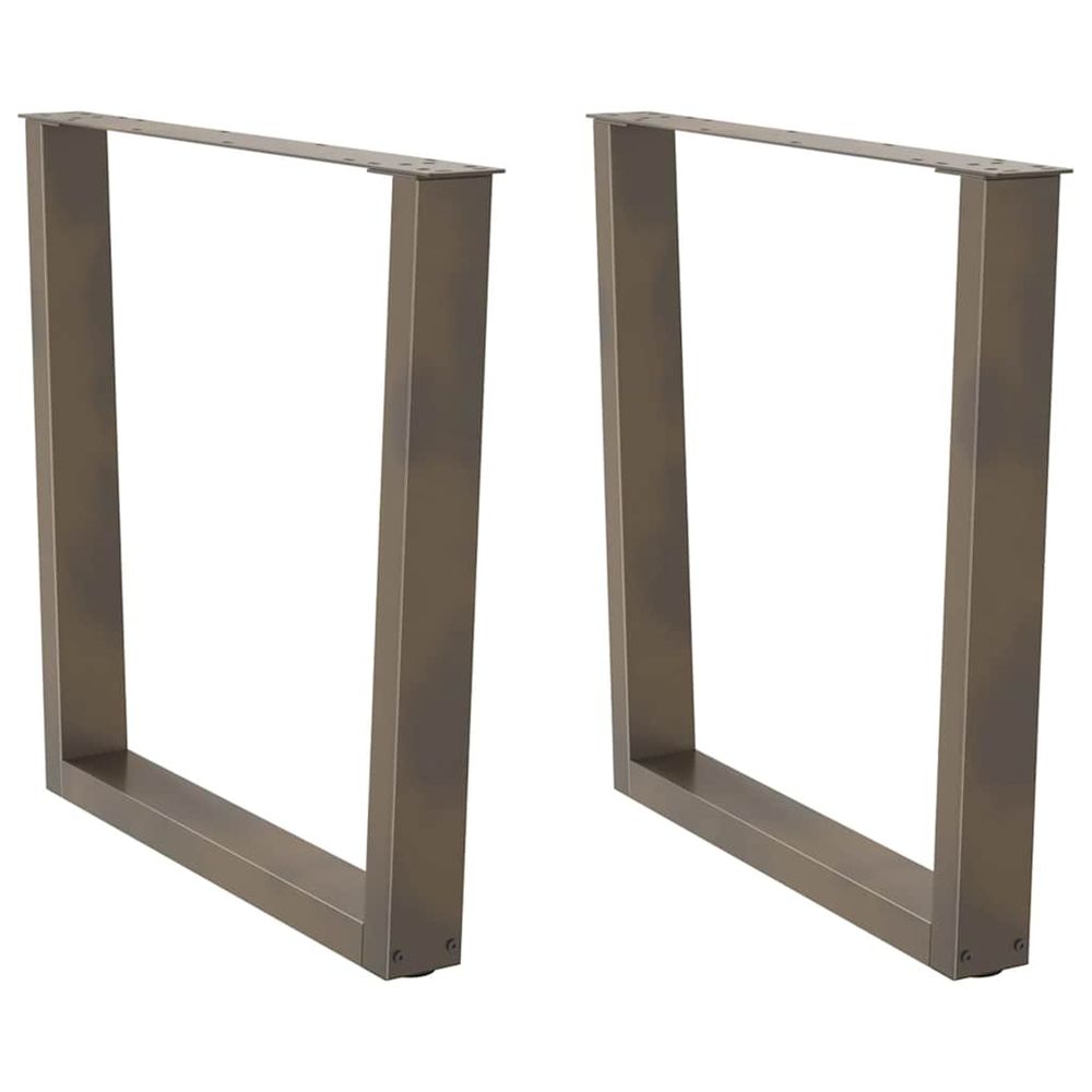Pieds de table à manger en forme de v, 2 pièces, acier naturel, 90 x (72-73,3) cm