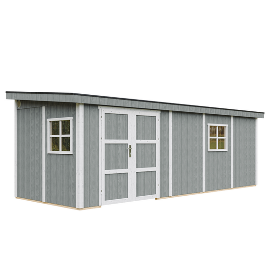 Abri de jardin qualité premium 14,3 m² - h231x248x648 cm - sans plancher e paroi latérale - timbela m941b-cavern steel