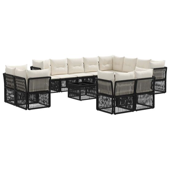 Ensemble de canapé de jardin 13 pc noir polyrotin