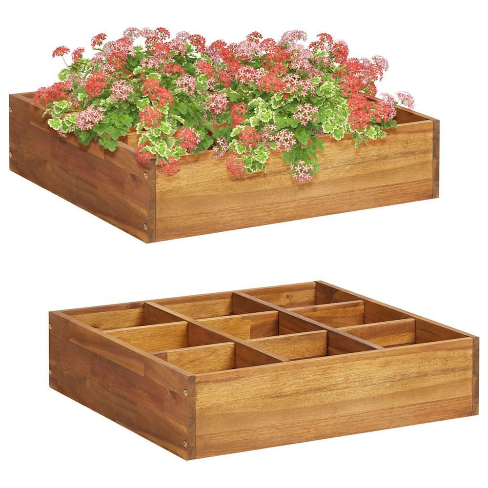 Carré potager à herbes bois d'acacia 9 cases pour jardin et balcon 60x60cm