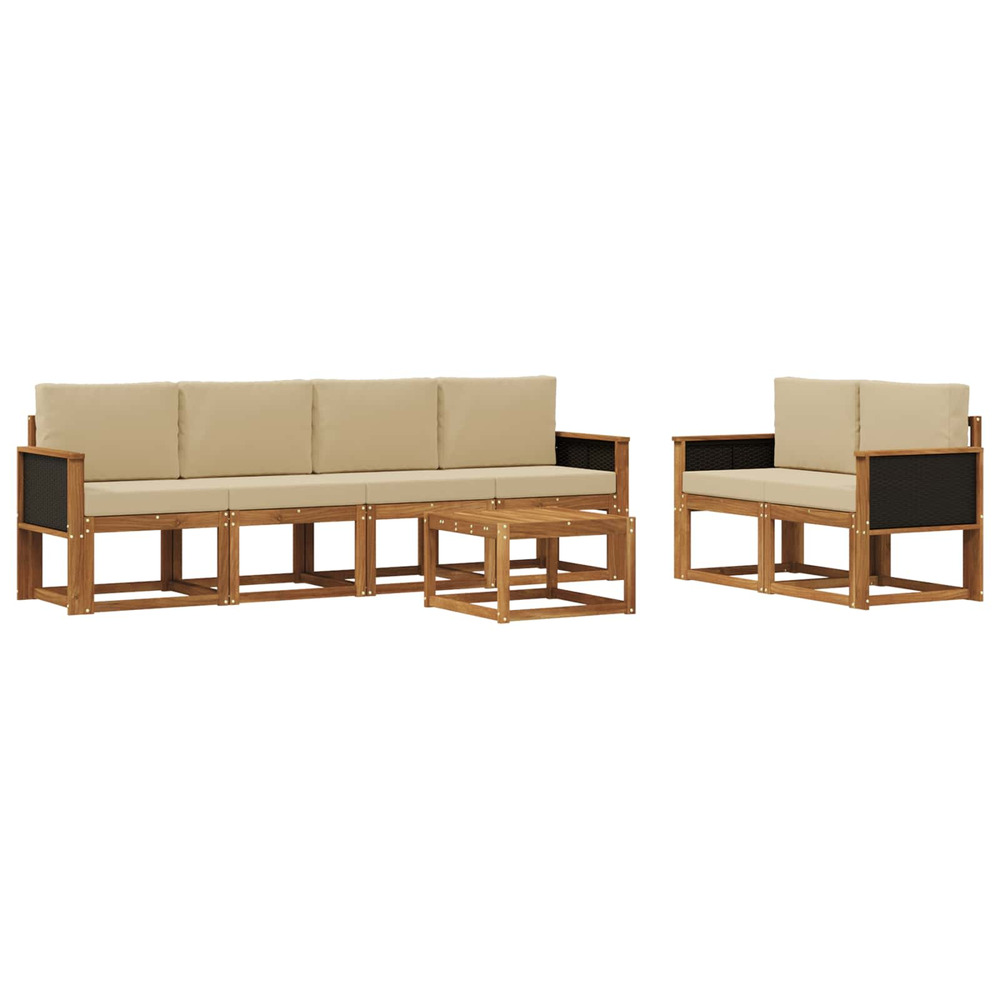 Ensemble de canapés d'extérieur avec coussin 6 pcs naturel