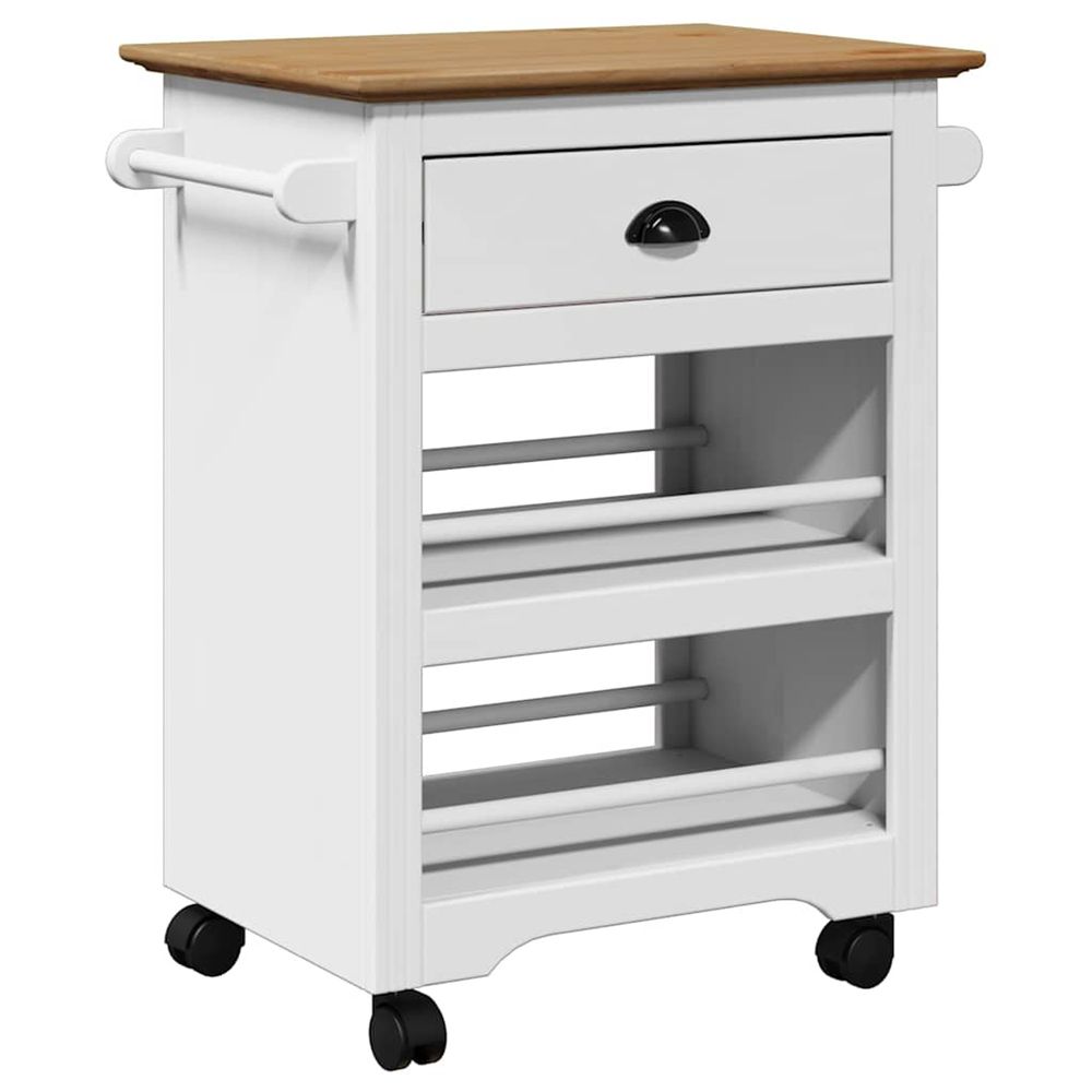 Chariot de cuisine bodo blanc et marron 67,5x45x80 cm