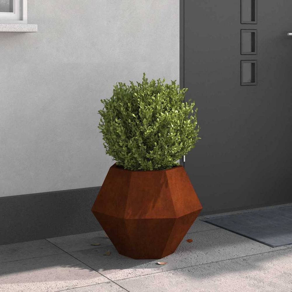 Jardinière carrée acier corten effet rouillé pour jardin terrasse 50 cm
