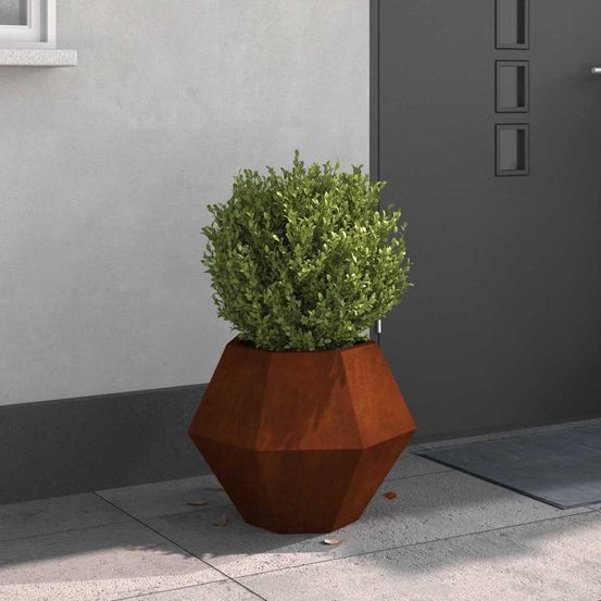 Jardinière carrée acier corten effet rouillé pour jardin terrasse 50 cm