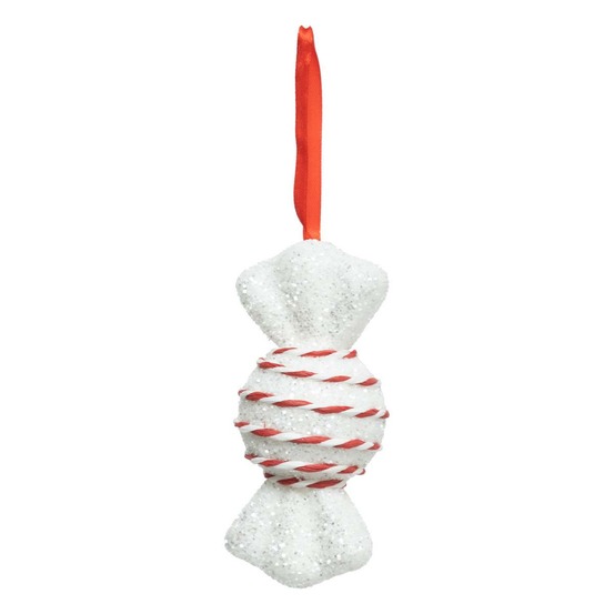 Sujet bonbon rond 13cm polystyrène rouge blanc