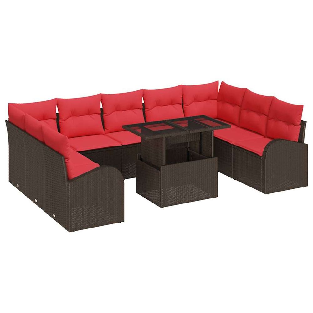 Ensemble de canapé de jardin 10 pc 9-nombre de places marron