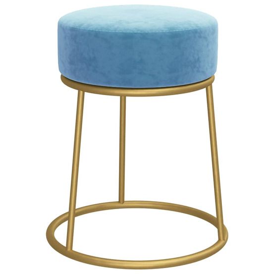 Tabouret rond bleu clair velours