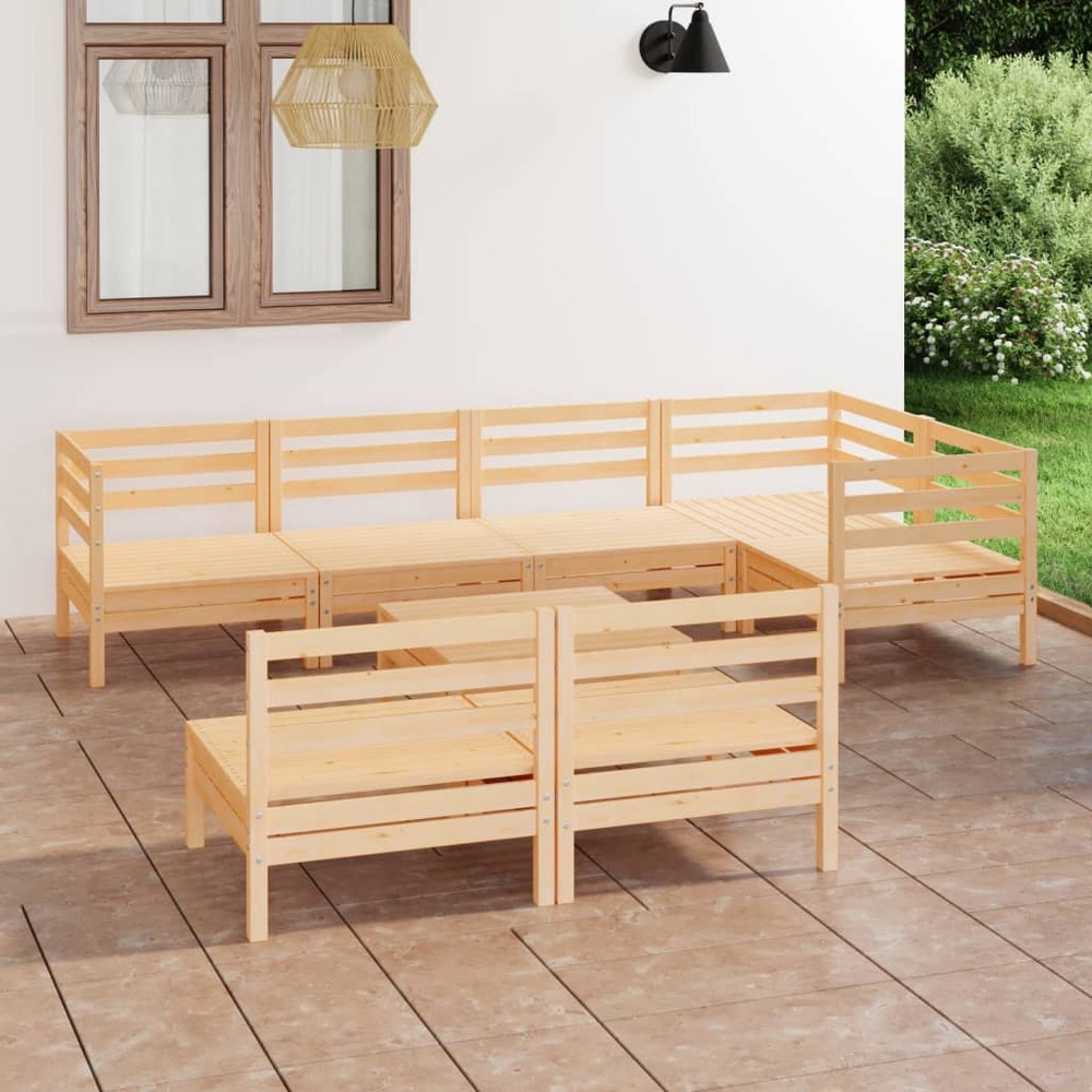 Salon de jardin 8 pcs bois de pin massif