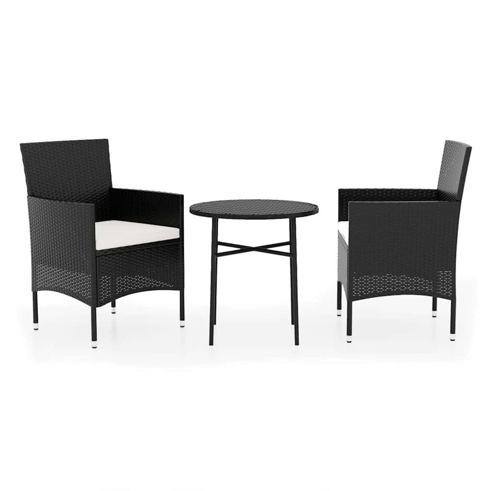 Ensemble à manger de jardin 3 pcs résine tressée noir