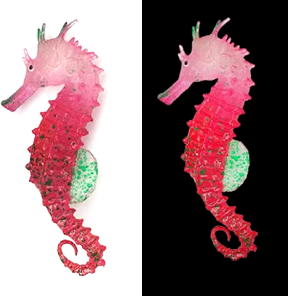 Hippocampe en silicone lumineux simulé pour la décoration d'aquarium avec ventouse rouge*2