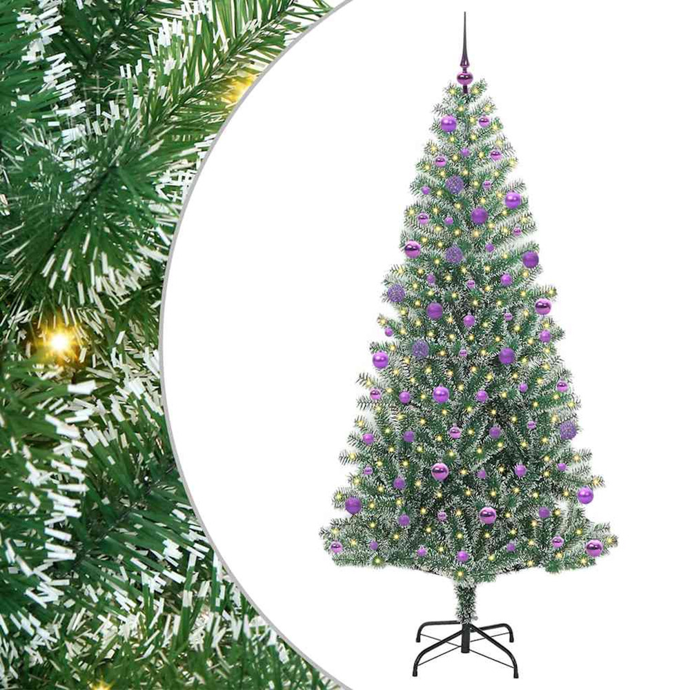 Arbre de noël artificiel floconné de neige avec lumière led