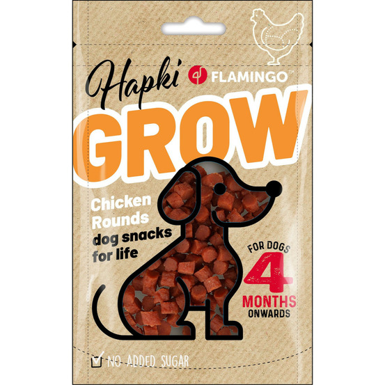 Friandises hapki grow petits blocs rond avec poulet pour chiot a partir de