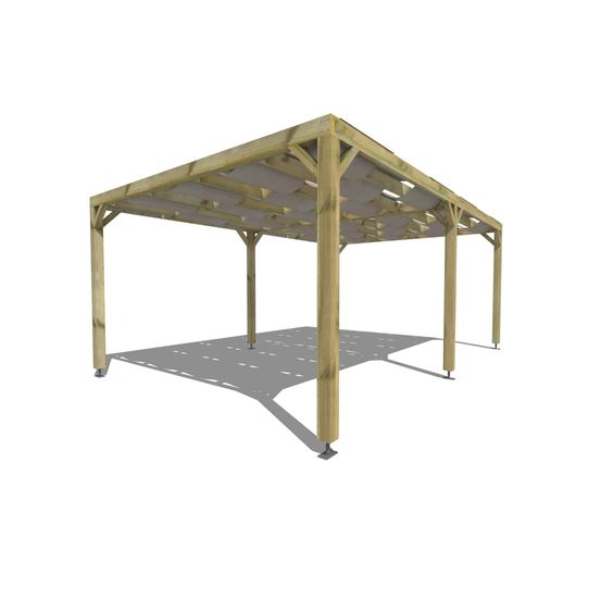 Pergola bois • 6m x 4m • indépendante • sens largeur • voilage semi-transparent inclus • livraison comprise