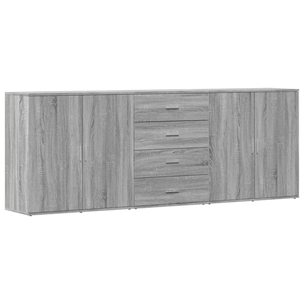 Buffets 3 pcs sonoma gris bois d'ingénierie