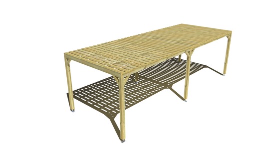 Pergola bois • 8m x 3m • indépendante • sens largeur • platelage bois • livraison comprise