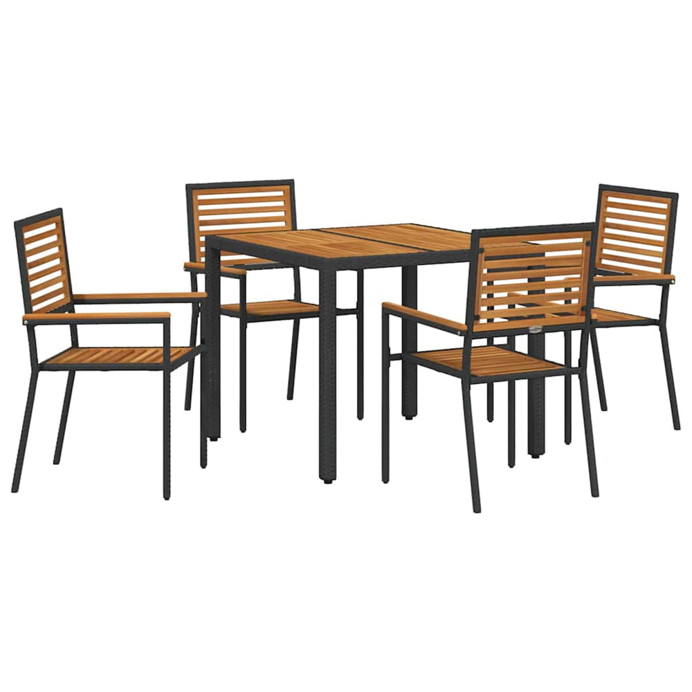 Ensemble de salle à manger pour jardin 5 pcs noir et marron