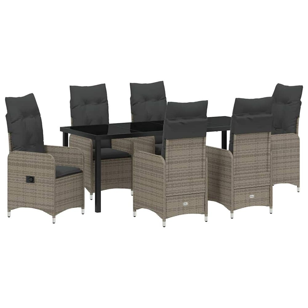Ensemble de salle à manger pour jardin 7 pc gris polyrotin