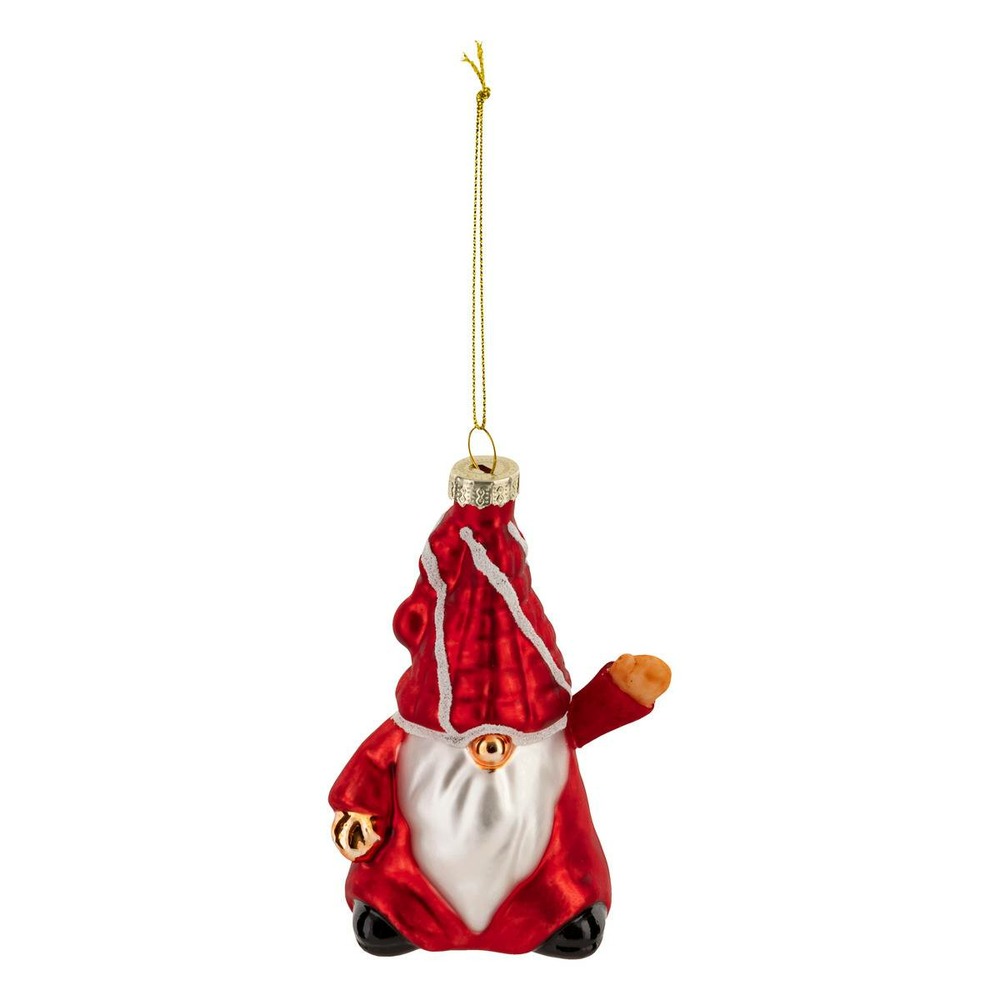 Sujet gnome verre h.11cm rouge