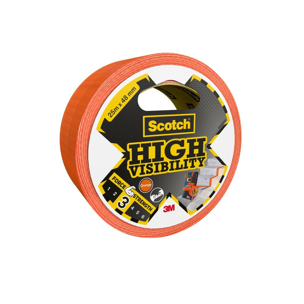 Adhésif de réparation scotch high visibility, une face l.25 m x l.48 mm orange