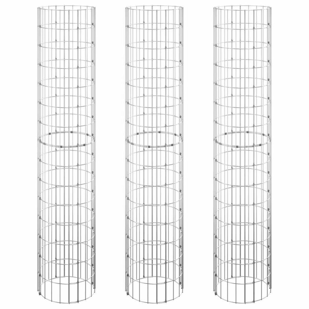 Lit surélevé à gabion circulaire 3pcs acier galvanisé ø30x150cm
