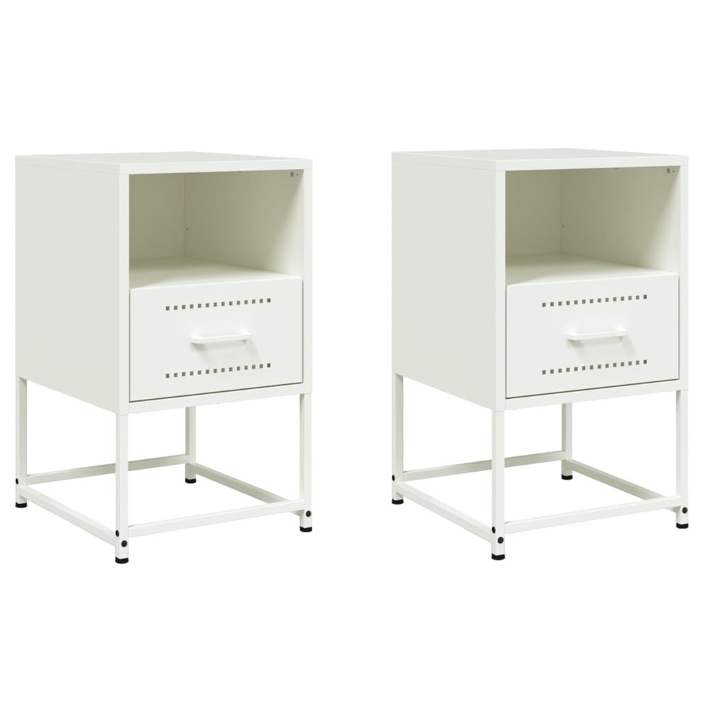 Tables de chevet 2 pcs blanc 36x39x60,5 cm acier