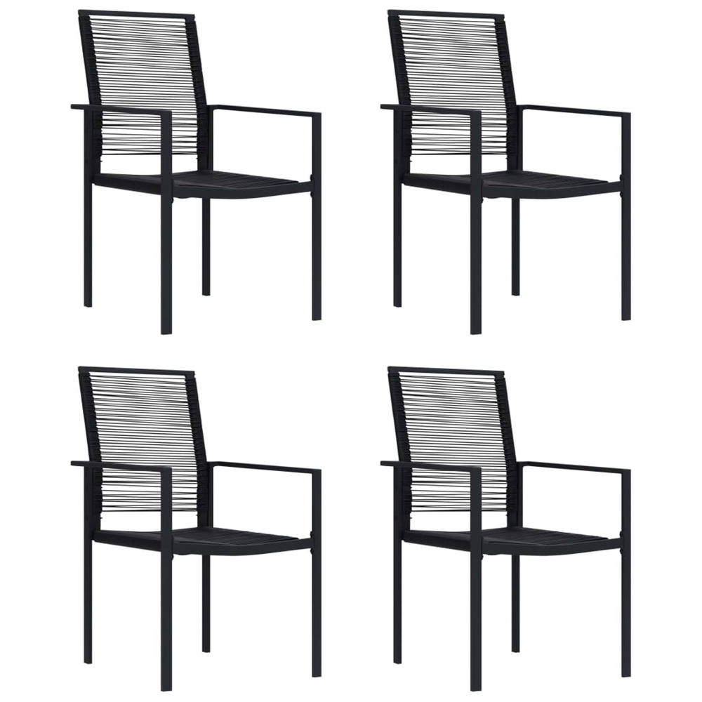 Chaises de jardin lot de 4 rotin pvc noir