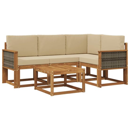 Ensemble de canapés d'extérieur 5 pc naturel et beige polyester