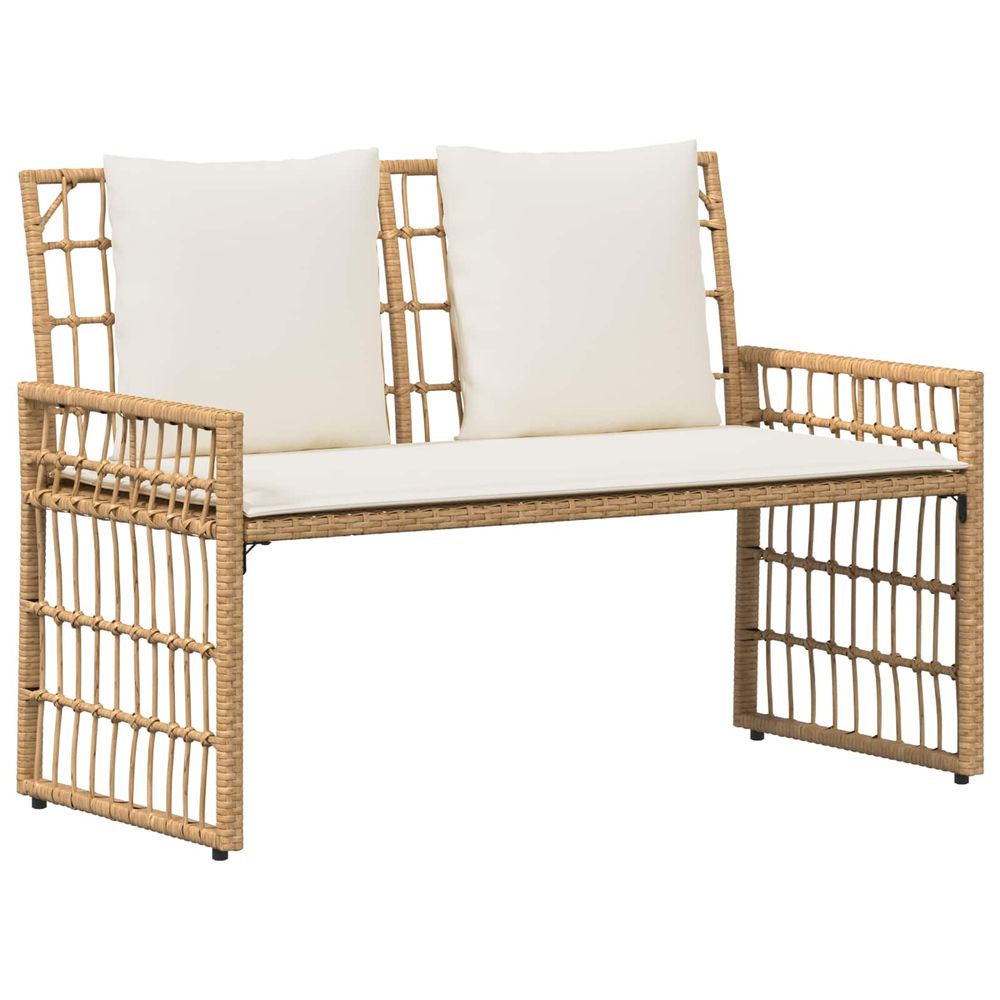 Banc extérieur 2 -seater 116 x 55 x 82 cm acier et rattan poly