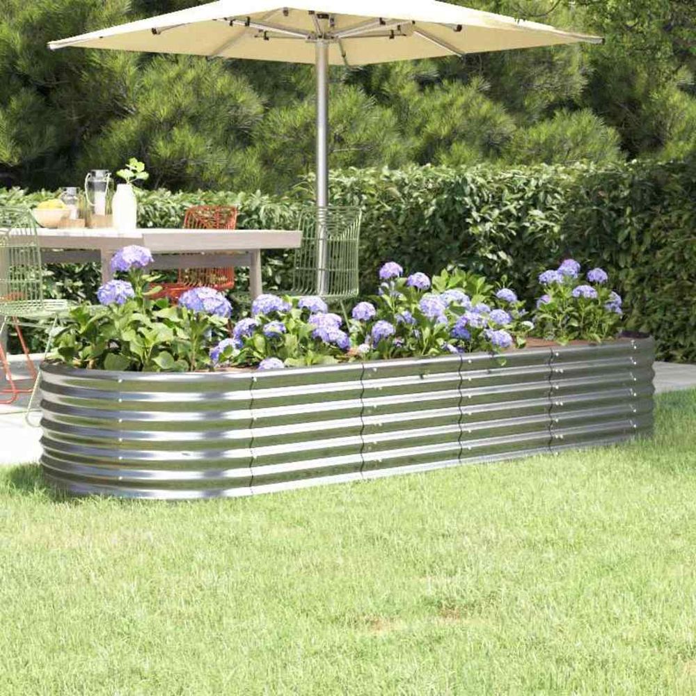 Jardinière potager surélevée acier galvanisé jardin argenté 224 cm