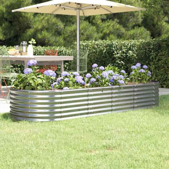 Jardinière potager surélevée acier galvanisé jardin argenté 224 cm