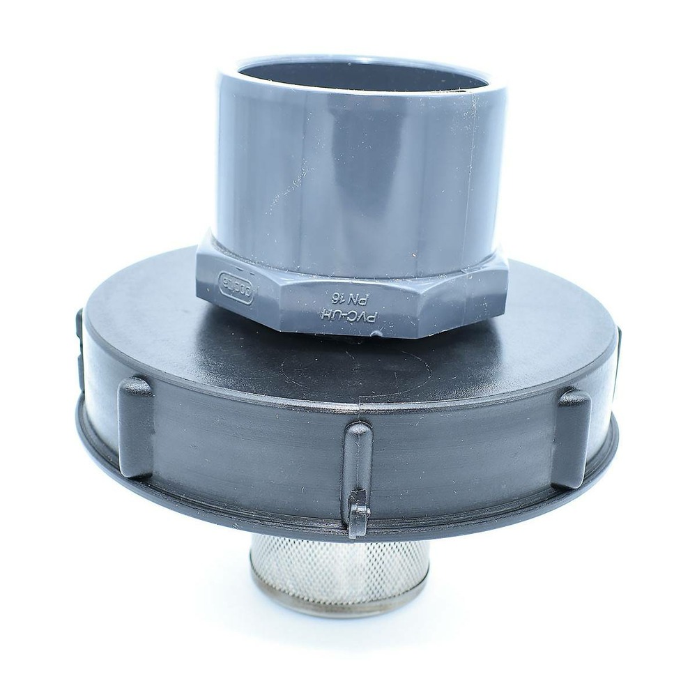 Couvercle 15cm pour cuve 1000l avec entrée pvc 75/90 et filtre 2 pouces