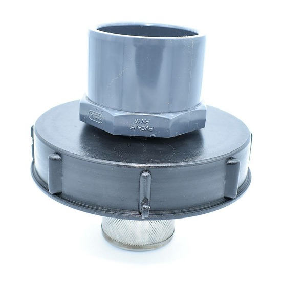 Couvercle 15cm pour cuve 1000l avec entrée pvc 75/90 et filtre 2 pouces