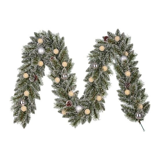 Black box trees kaprun guirlande vert givre argent blanc chaud 20l 180 tips batterie et minuteur - l270xd25cm