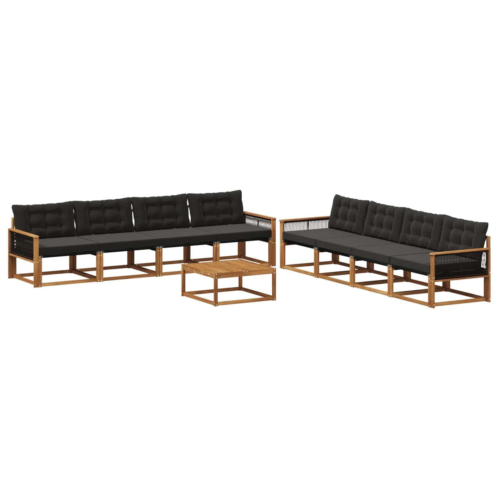 Ensemble de canapés d'extérieur 9 pcs naturel et noir