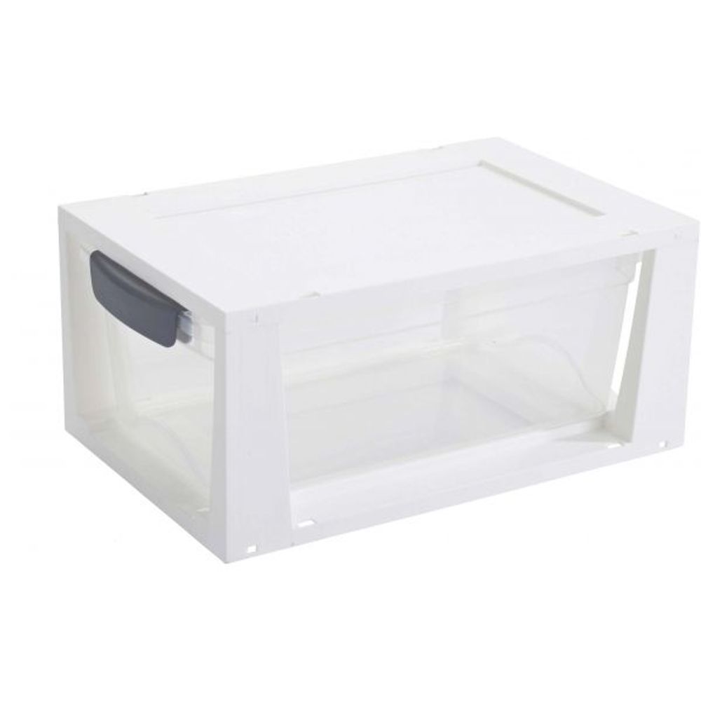 Boite tiroir transparent 6 litres omega blanc
