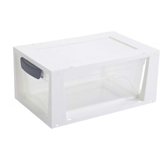 Boite tiroir transparent 6 litres omega blanc