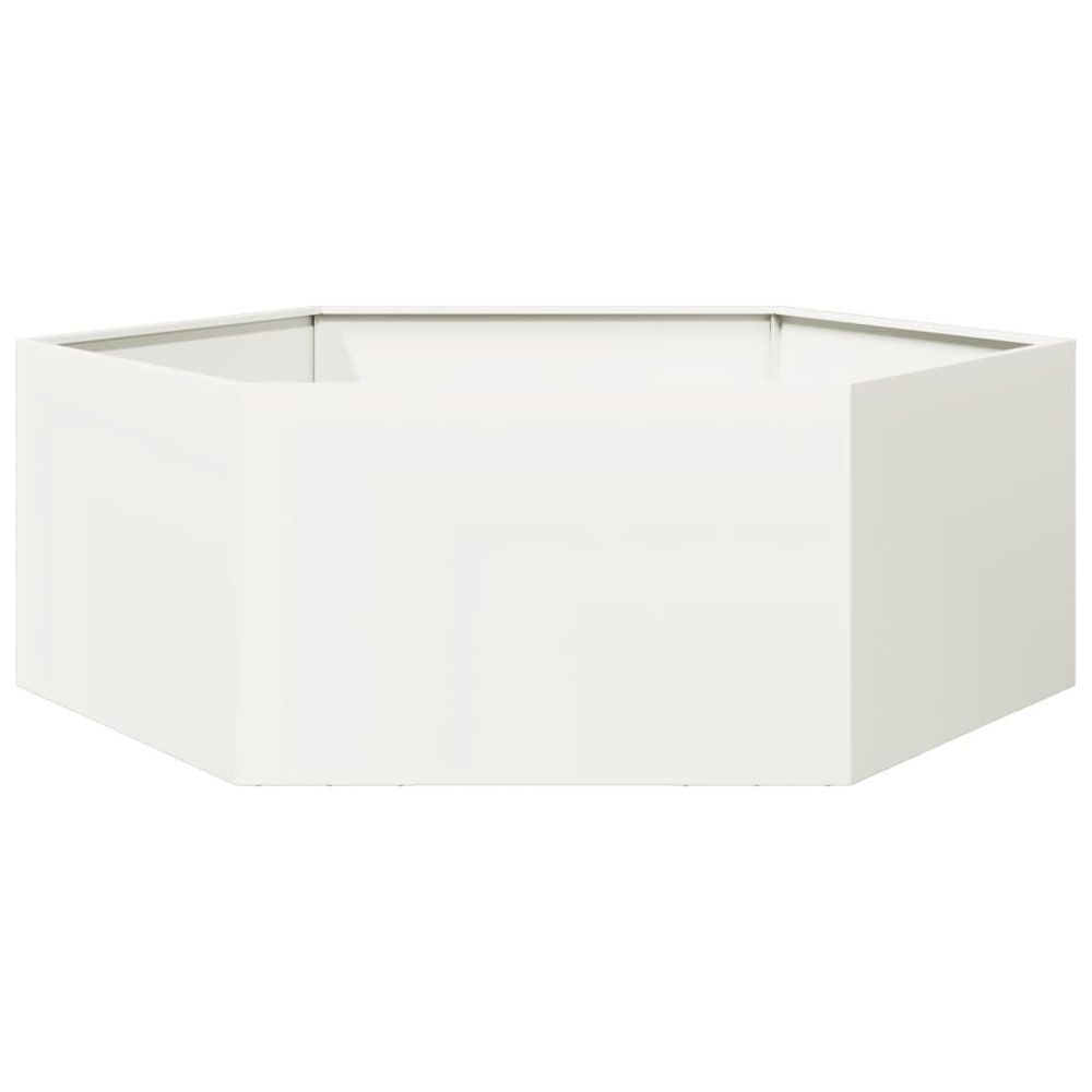 Jardinière blanc hexagone 138x120x45 cm acier