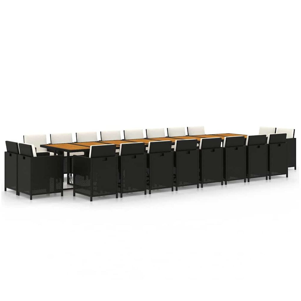 Ensemble à manger de jardin 21pcs coussins noir résine tressée