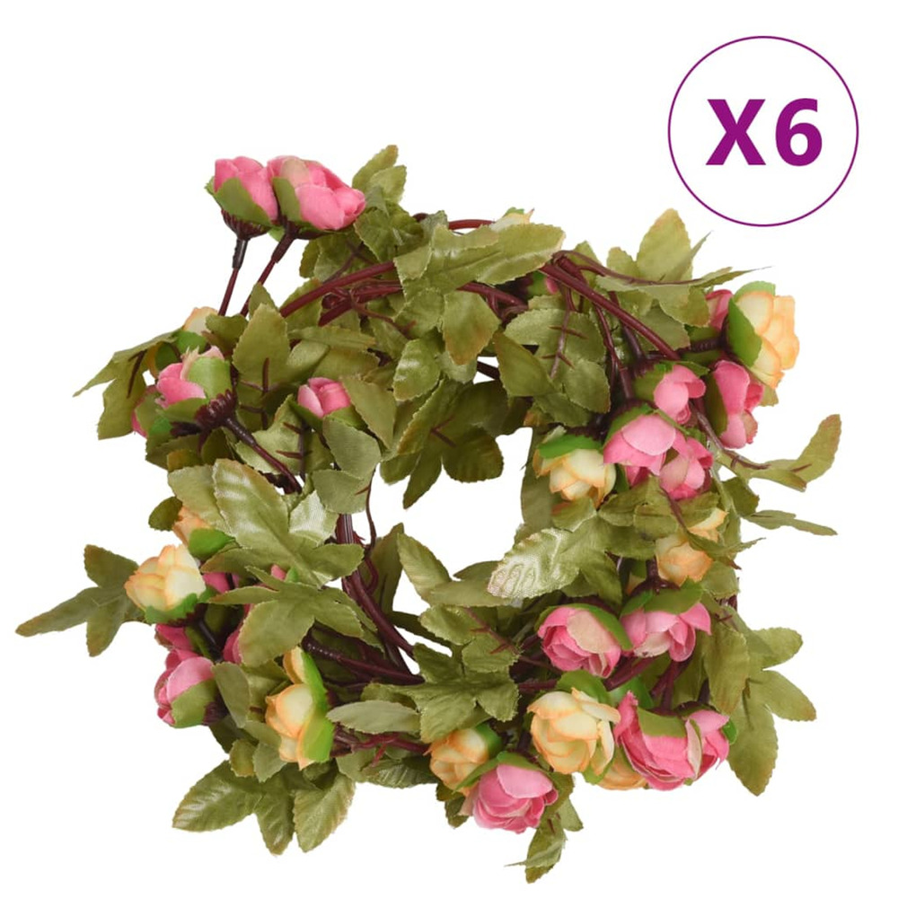 Guirlandes de fleurs de noël 6 pcs rose 215 cm