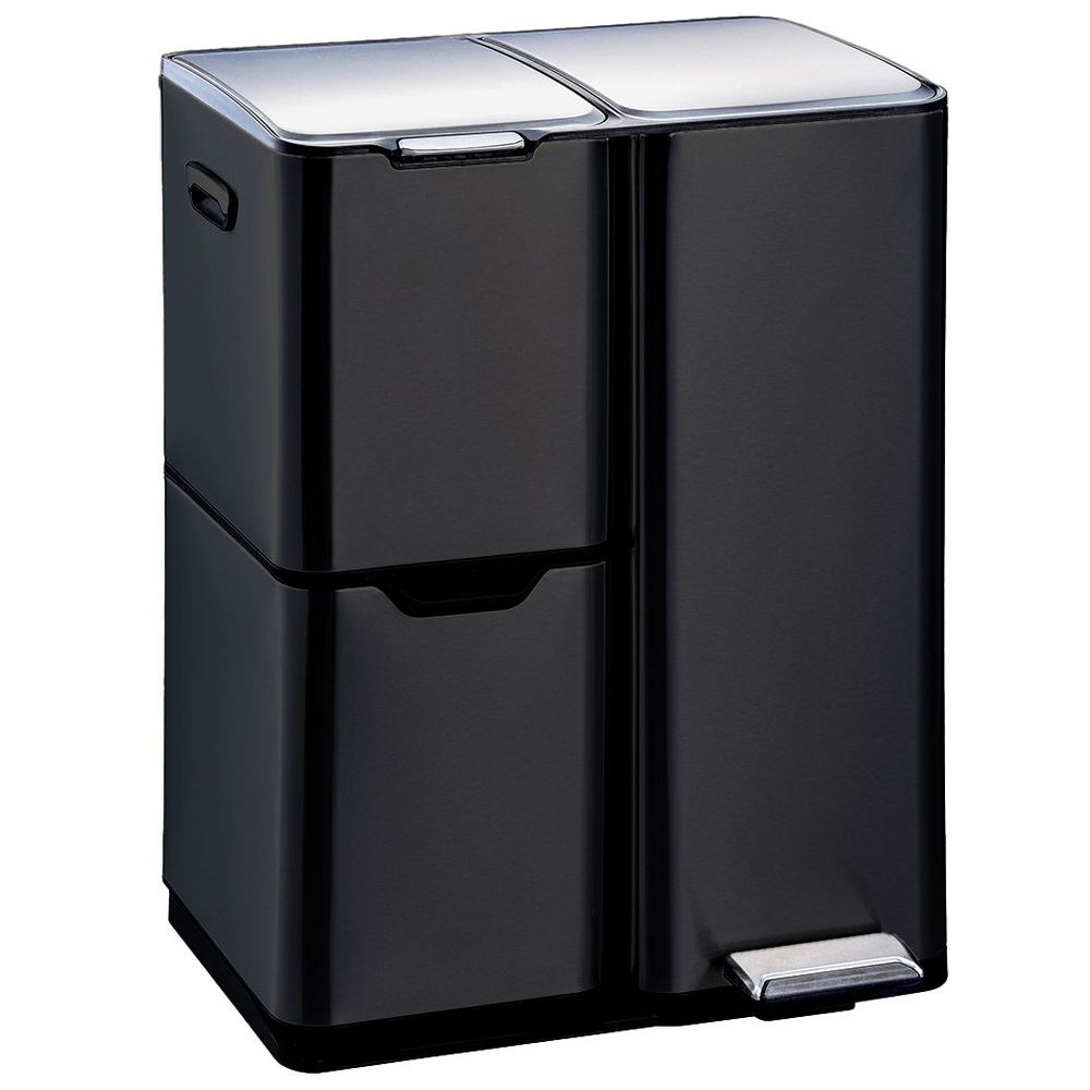 Poubelle pédale tri sélectif haja noir 60l