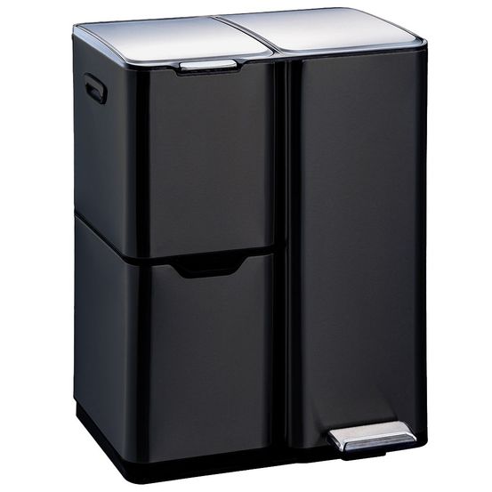 Poubelle pédale tri sélectif haja noir 60l